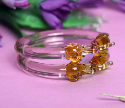 Multiple Color Elephant Design Glass Kada for Women & Girls (Pack of 2 Kada)