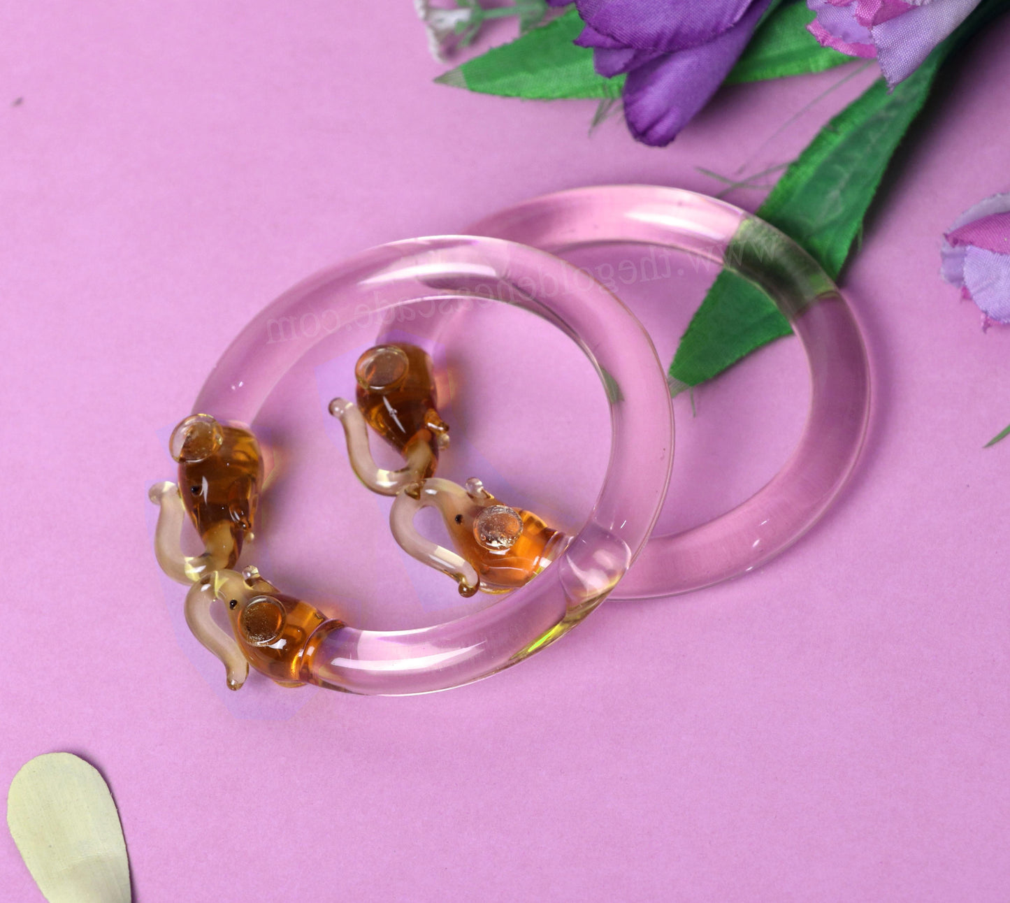 Multiple Color Elephant Design Glass Kada for Women & Girls (Pack of 2 Kada)