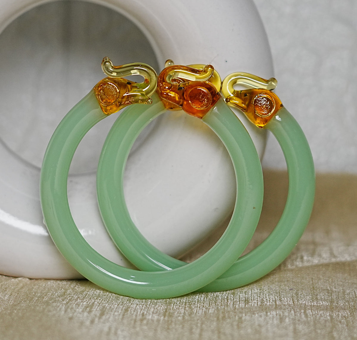 Multiple Color Elephant Design Glass Kada for Women & Girls (Pack of 2 Kada)