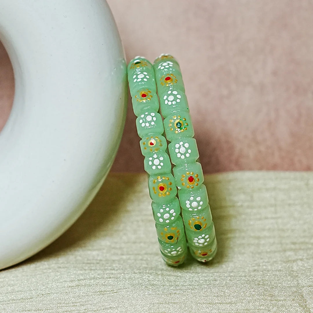 Stylish Cutting Design Printed Glass Kada for Women & Girls (Pack of 2)