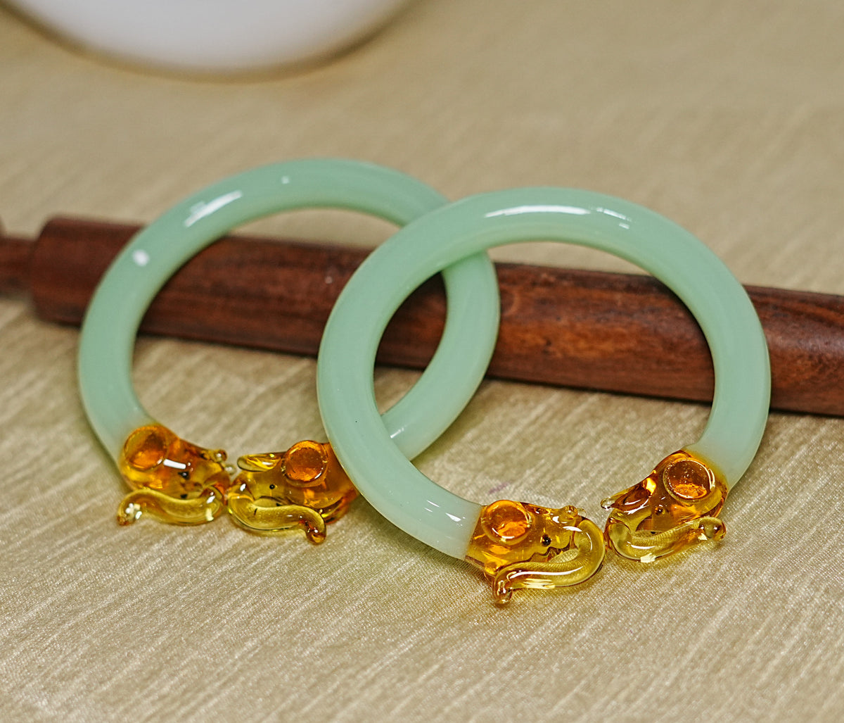 Multiple Color Elephant Design Glass Kada for Women & Girls (Pack of 2 Kada)