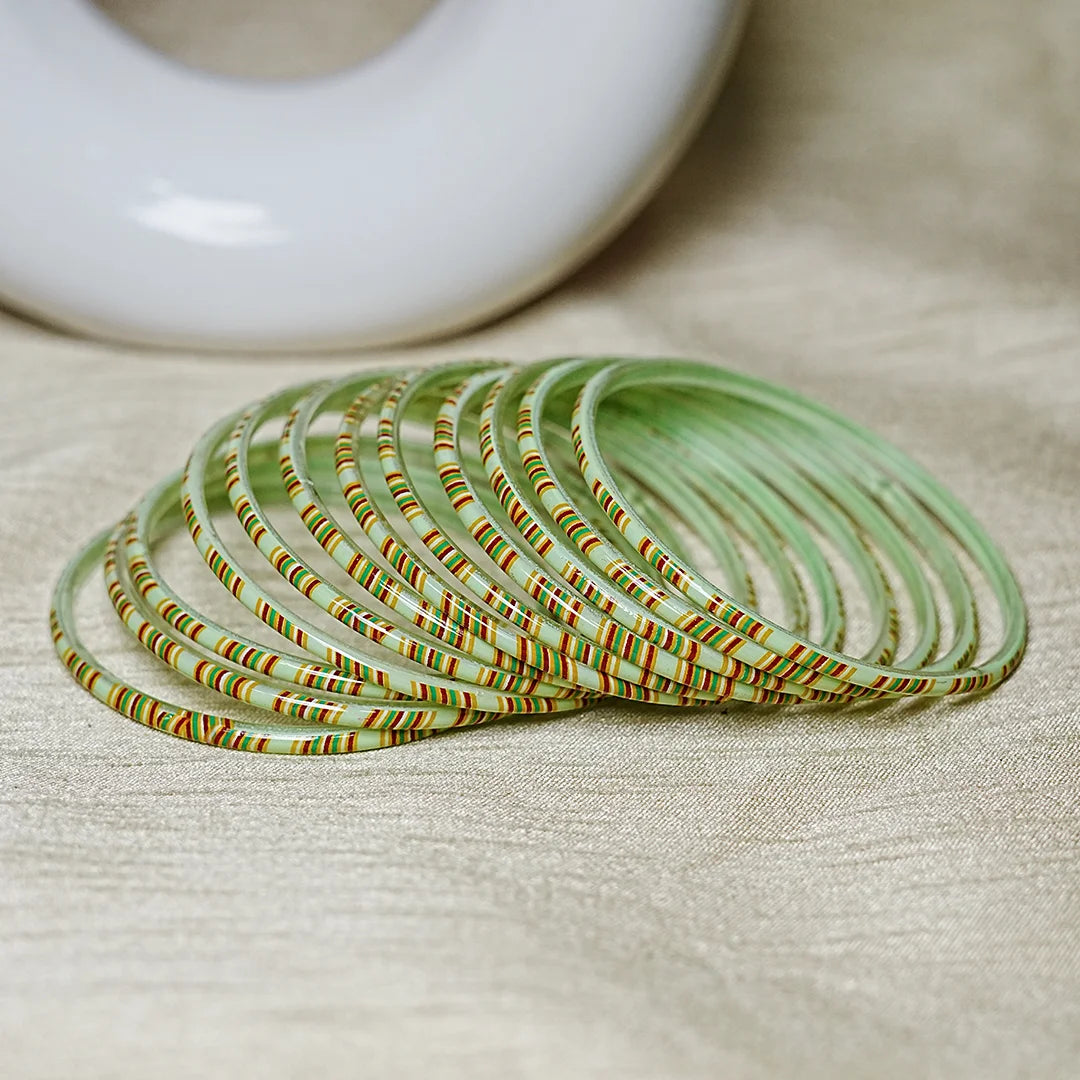 Women’s Printed Glass Bangles – Shiny & Smooth Finish (Pack of 12)