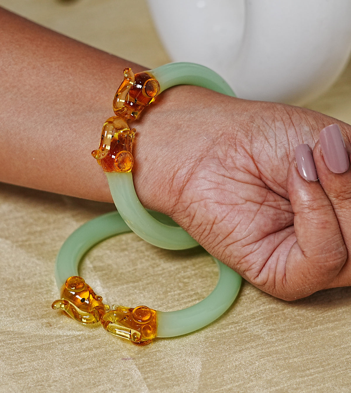 Multiple Color Elephant Design Glass Kada for Women & Girls (Pack of 2 Kada)