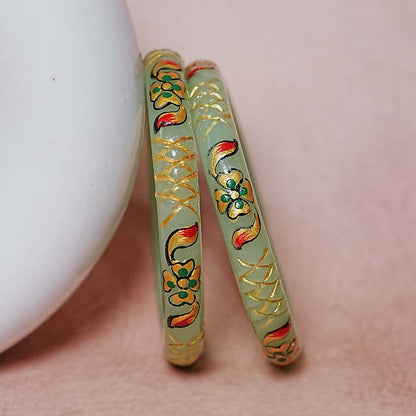 Traditional Glass Kada Bangle with Meenakari Work for Women & Girls (pack of 2 kada)