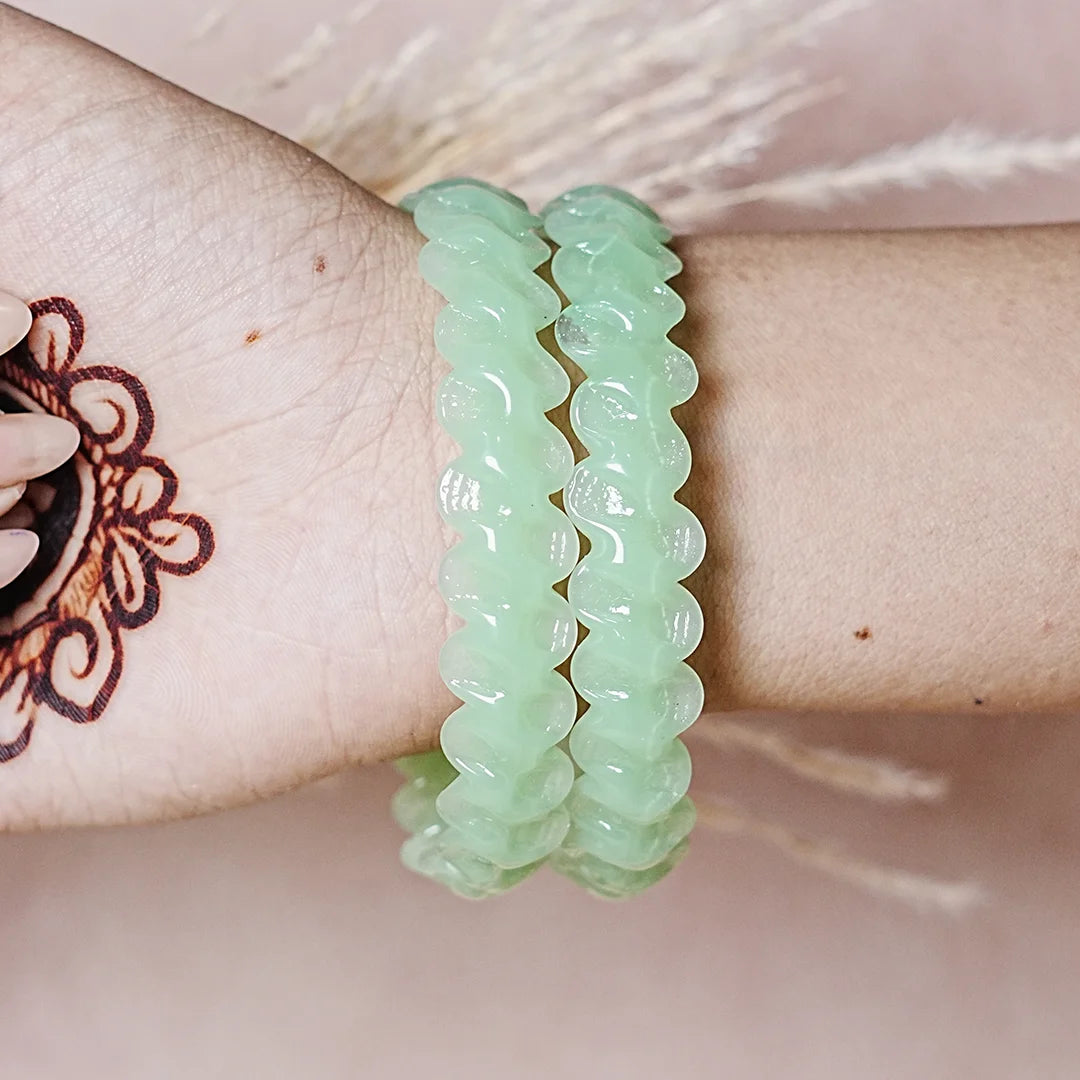 Unique Design "Sitara Glass Kada" Bangles with Glossy Finish for Women & Girls (Pack of 2)