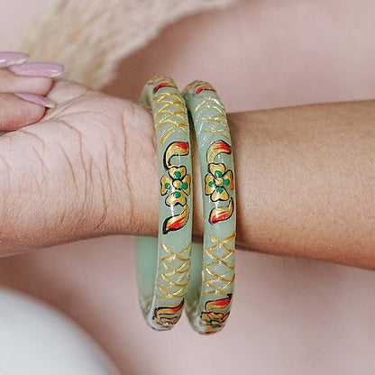 Traditional Glass Kada Bangle with Meenakari Work for Women & Girls (pack of 2 kada)