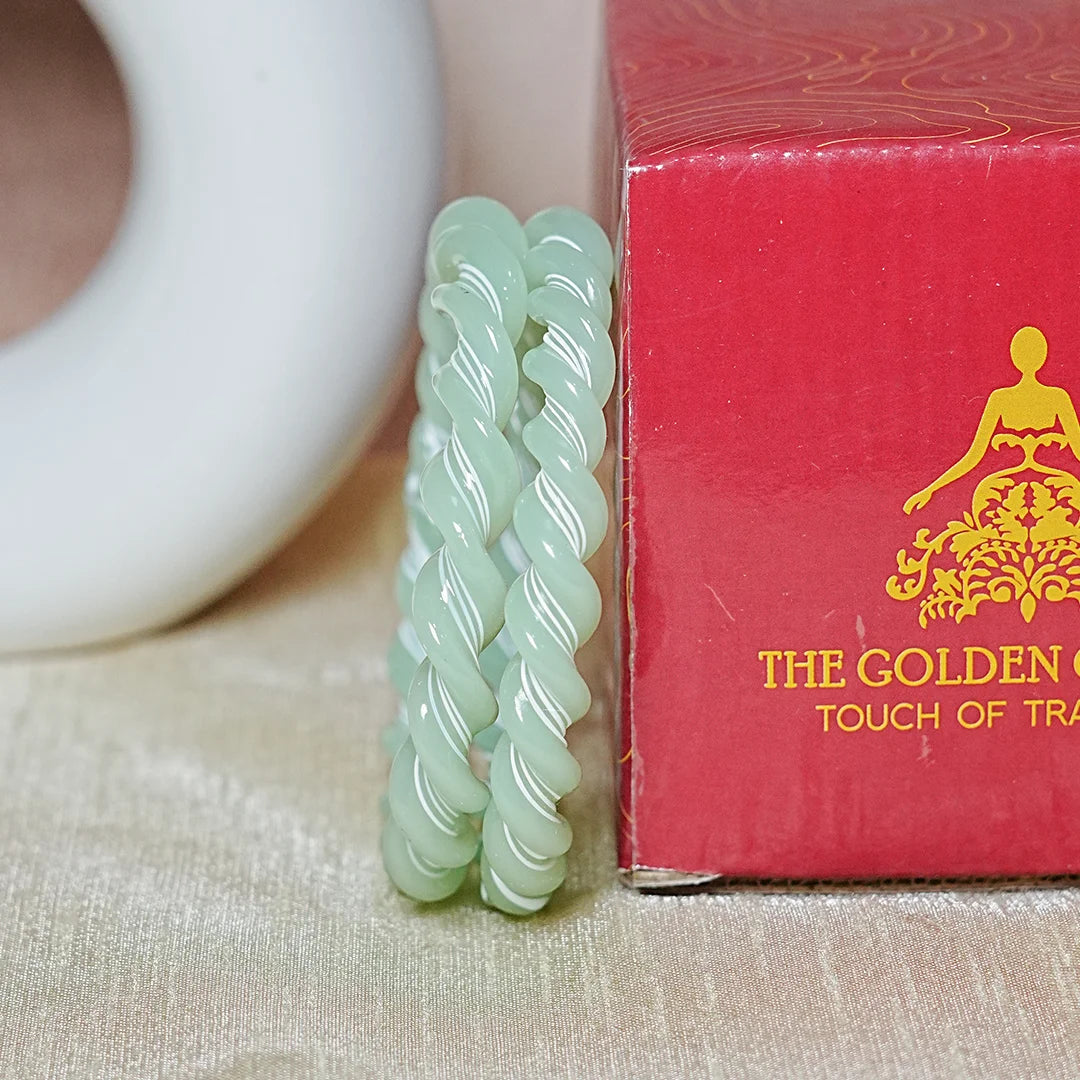 Glossy Finish Spiral Look Glass Kada Bangle for Women & Girls (Pack of 2)