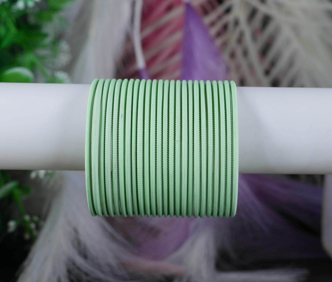 Pista Color Plain Matte Metal Bangles for Women & Girls (Pack of 24)