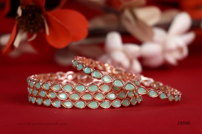 Multiple Color Antique Design Metal Kada with Tilak Shape Kundan Studded - Traditional Indian Jewelry for Women