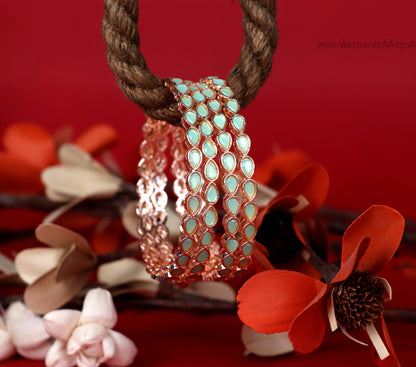 Multiple Color Antique Design Metal Kada with Tilak Shape Kundan Studded - Traditional Indian Jewelry for Women