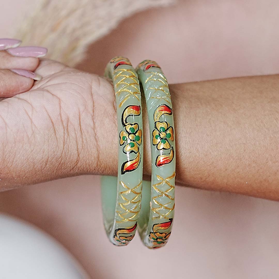 Traditional Glass Kada Bangle with Meenakari Work for Women & Girls (pack of 2 kada)