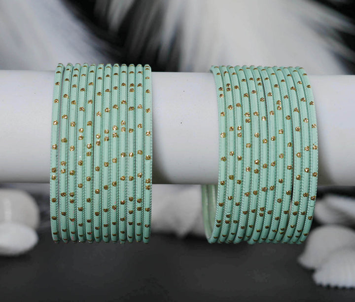 Pista Dot Design Matte Finish Metal Bangle for Women & Girls (Pack of 24)