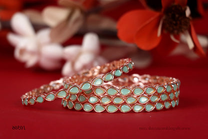 Multiple Color Antique Design Metal Kada with Tilak Shape Kundan Studded - Traditional Indian Jewelry for Women