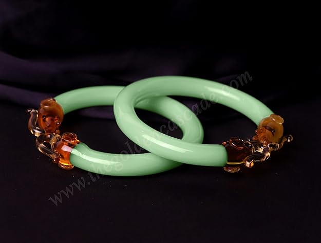 Multiple Color Elephant Design Glass Kada for Women & Girls (Pack of 2 Kada)