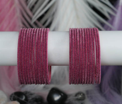 Pyazi Color Velvet Metal Bangles for Women & Girls (Pack of 24)