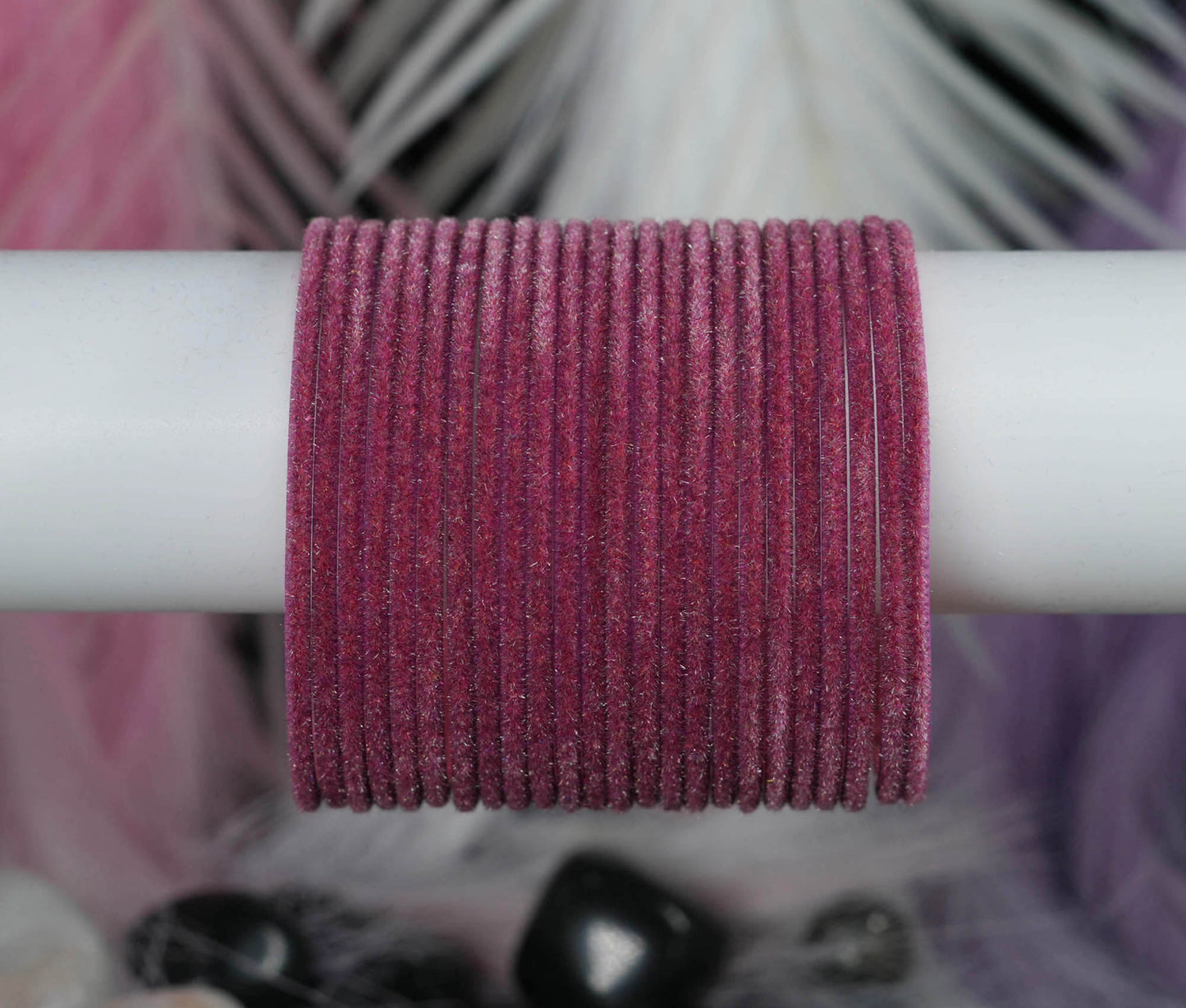 Pyazi Color Velvet Metal Bangles for Women & Girls (Pack of 24)