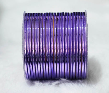 Purple Color Glossy Metal Bangle for Women & Girls (Pack of 24)