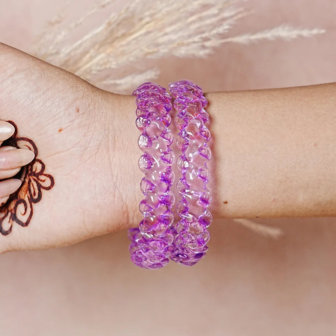 Unique Design "Sitara Glass Kada" Bangles with Glossy Finish for Women & Girls (Pack of 2)