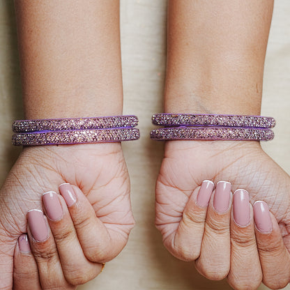 Handmade Beaded Work Glass Kada Bangles for Women & Girls (Pack of 4 Kada)