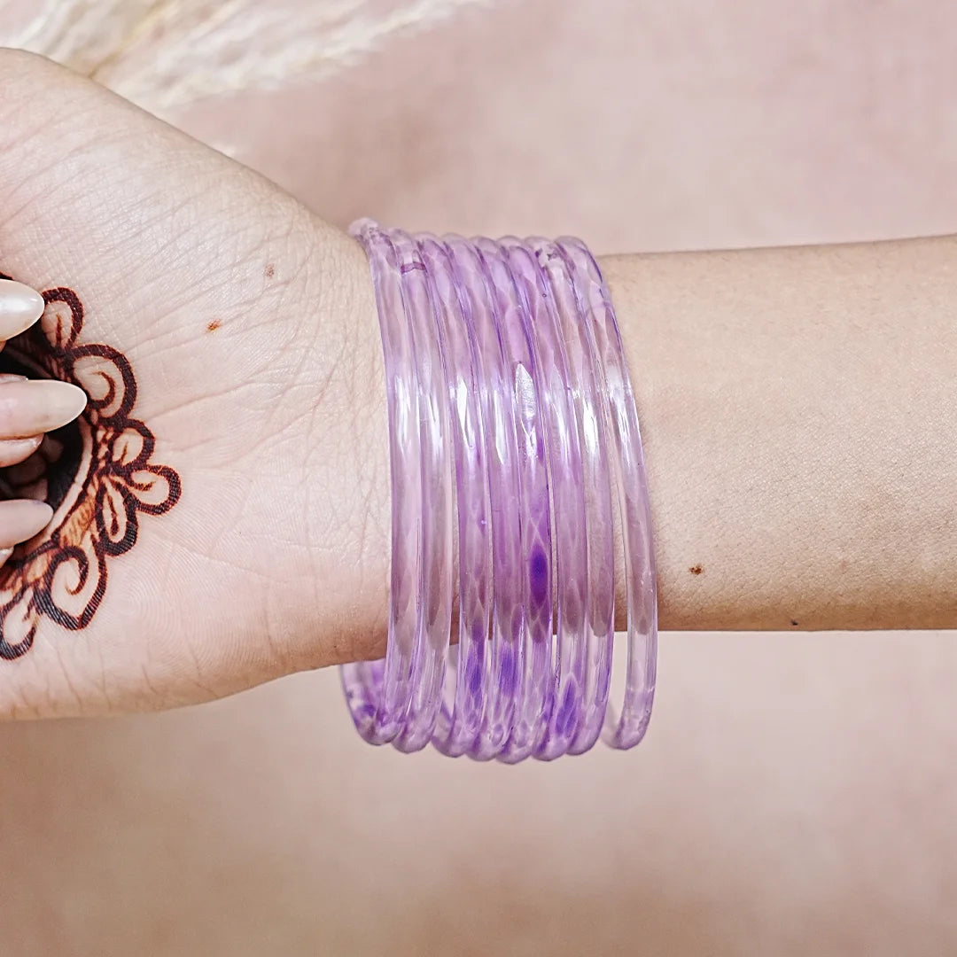 Trendy Acrylic Bangles Glossy & Smooth Finish for Women (Pack of 8)