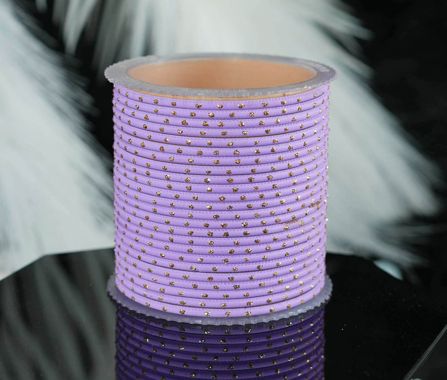 Purple Dot Design Matte Finish Metal Bangle for Women & Girls (Pack of 24)