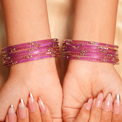 Stylish Traditional Glass Bangle with Beads Studded for Women & Girls (Pack of 12 Bangles)