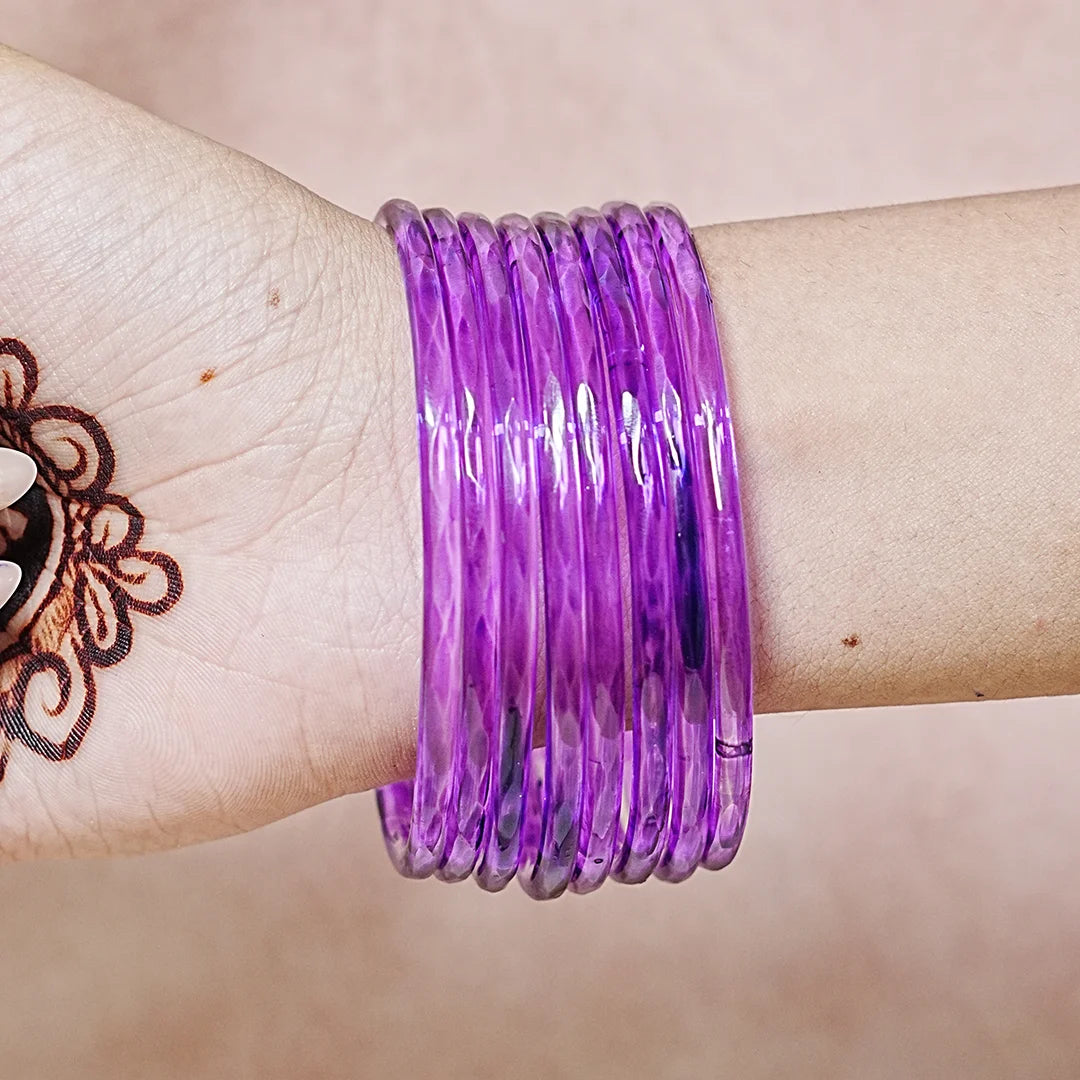 Trendy Acrylic Bangles Glossy & Smooth Finish for Women (Pack of 8)