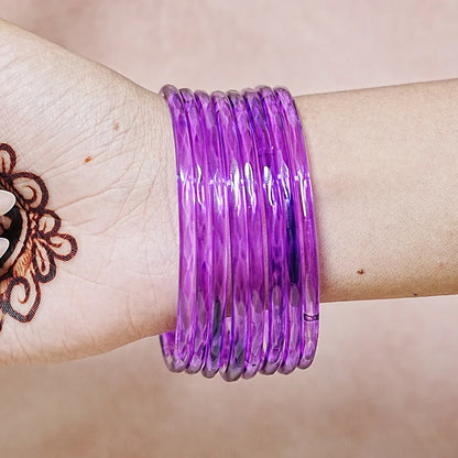 Trendy Acrylic Bangles Glossy & Smooth Finish for Women (Pack of 8)
