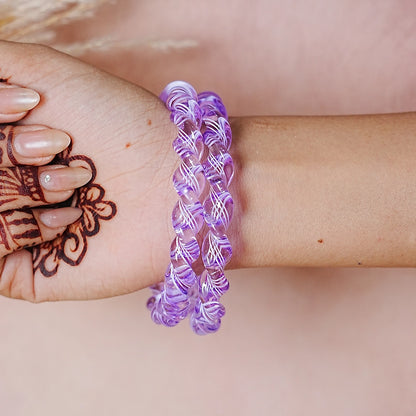 Glossy Finish Spiral Look Glass Kada Bangle for Women & Girls (Pack of 2)