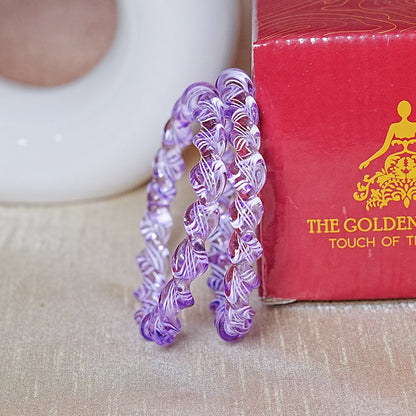 Glossy Finish Spiral Look Glass Kada Bangle for Women & Girls (Pack of 2)