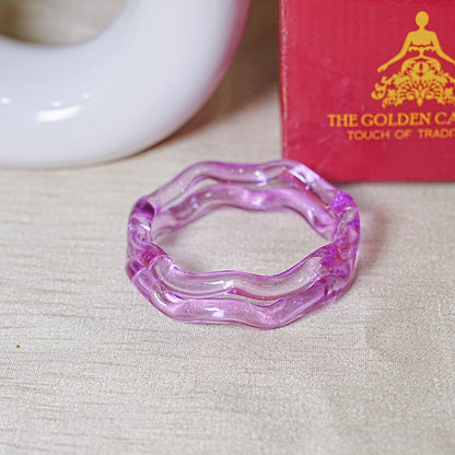 Zig-Zag Glass Kada Bangle, Glossy Finish for women and girls (Pack of 2 Kada)