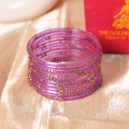 Stylish Traditional Glass Bangle with Beads Studded for Women & Girls (Pack of 12 Bangles)