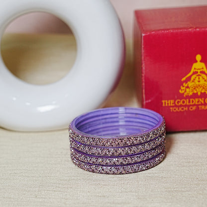 Handmade Beaded Work Glass Kada Bangles for Women & Girls (Pack of 4 Kada)