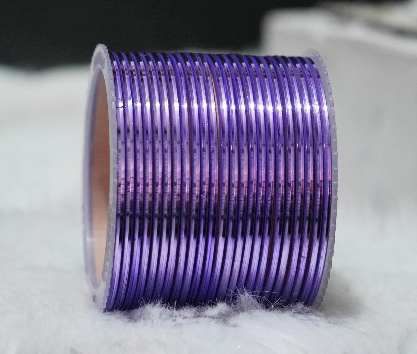 Purple Color Glossy Metal Bangle for Women & Girls (Pack of 24)