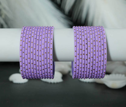 Purple Dot Design Matte Finish Metal Bangle for Women & Girls (Pack of 24)