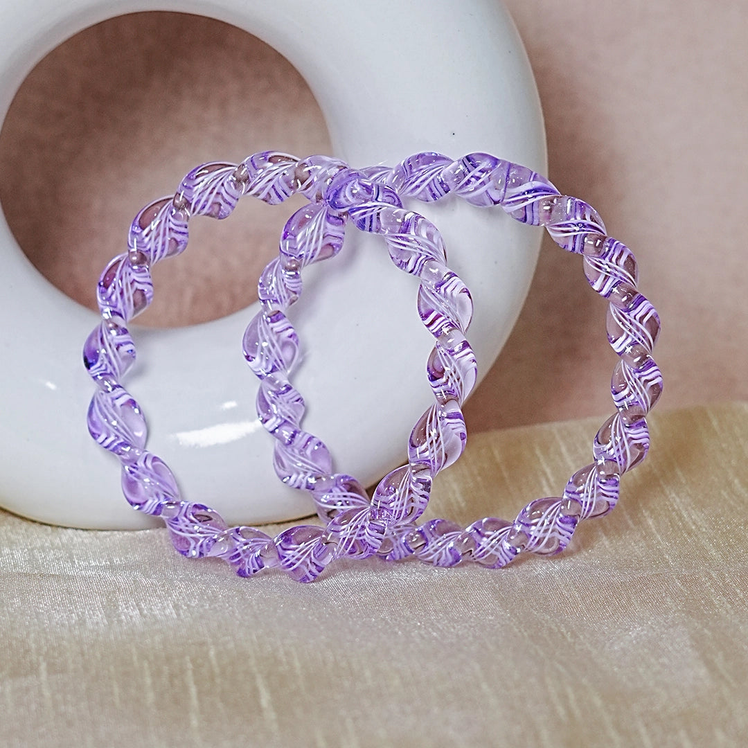 Glossy Finish Spiral Look Glass Kada Bangle for Women & Girls (Pack of 2)
