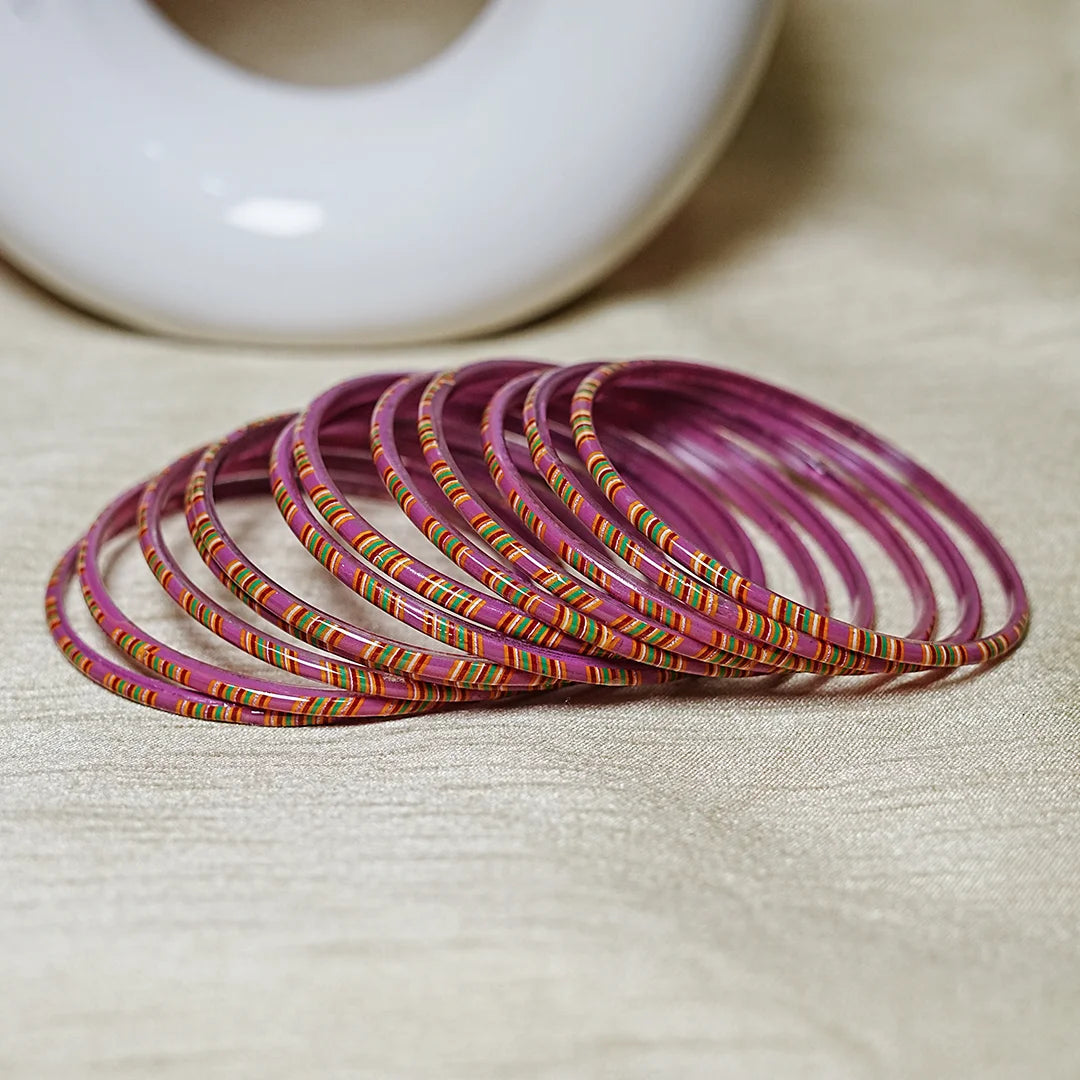 Women’s Printed Glass Bangles – Shiny & Smooth Finish (Pack of 12)