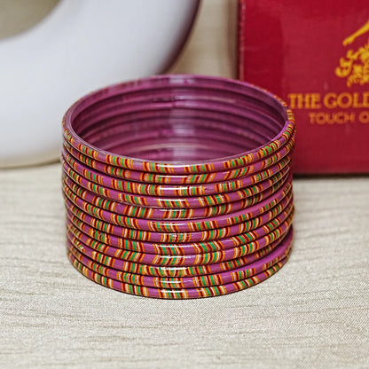 Women’s Printed Glass Bangles – Shiny & Smooth Finish (Pack of 12)