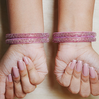 Handmade Beaded Work Glass Kada Bangles for Women & Girls (Pack of 4 Kada)