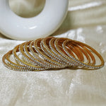 Glass Bangle for Women and Girls | Elegant Beads & Stone Work Design (Pack of 12 Bangles)