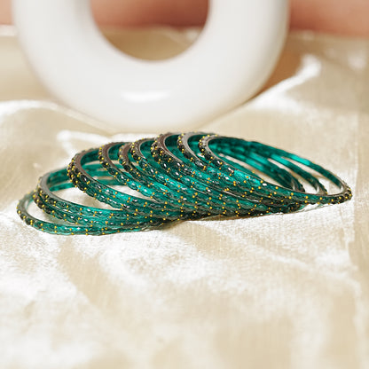 Raindrop Glass Bangle for Women (Pack of 12 Bangles)