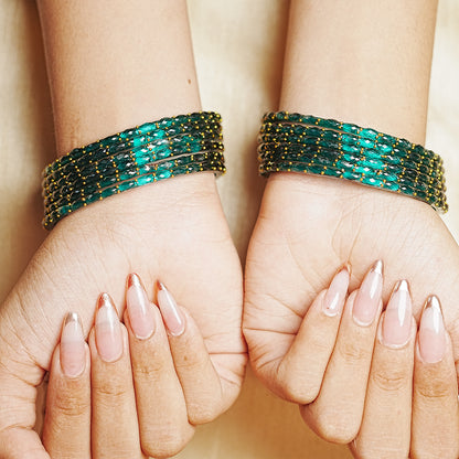 Raindrop Glass Bangle for Women (Pack of 12 Bangles)