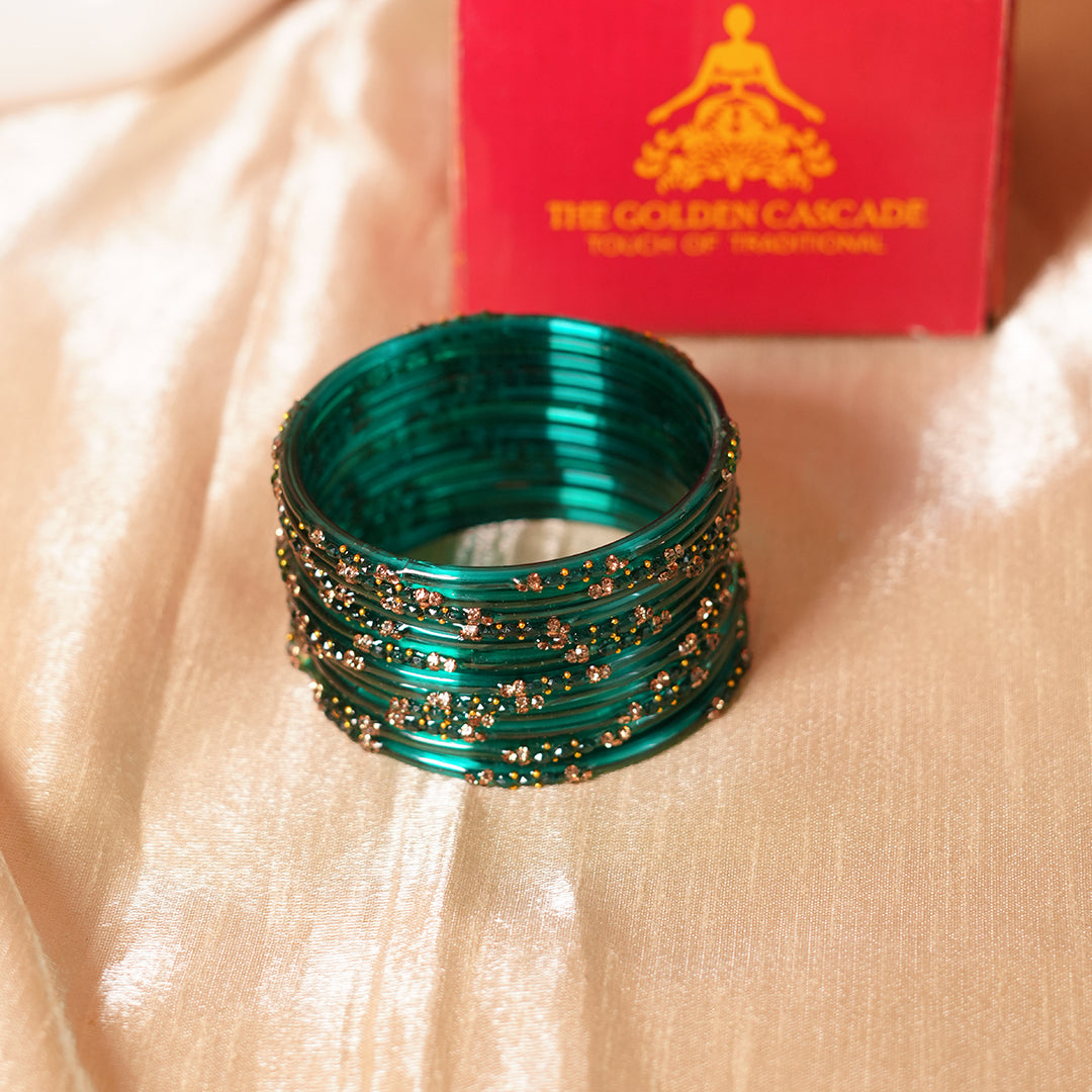 Glass Bangle with Beads Studded for Women & Girls (Pack of 12 Bangles)