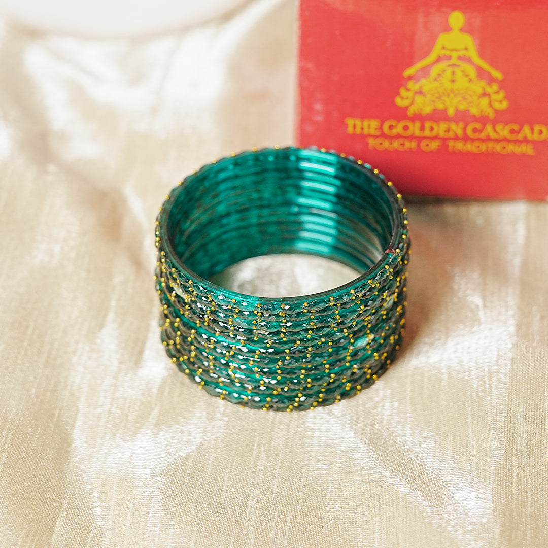 Raindrop Glass Bangle for Women (Pack of 12 Bangles)