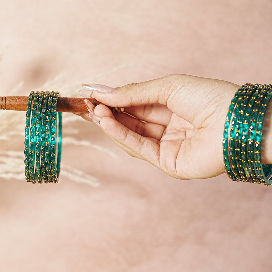 Raindrop Glass Bangle for Women (Pack of 12 Bangles)