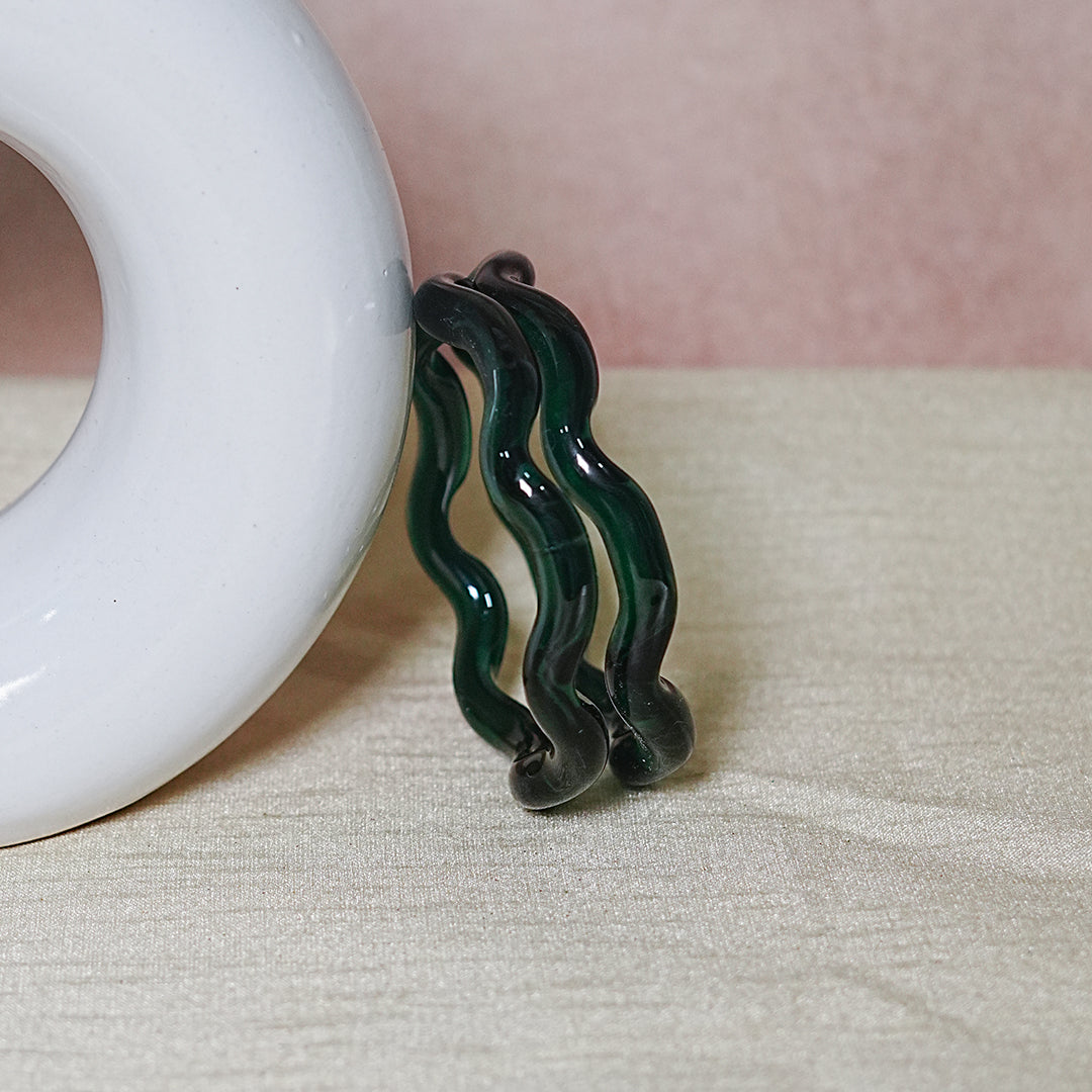 Zig-Zag Glass Kada Bangle, Glossy Finish for women and girls (Pack of 2 Kada)