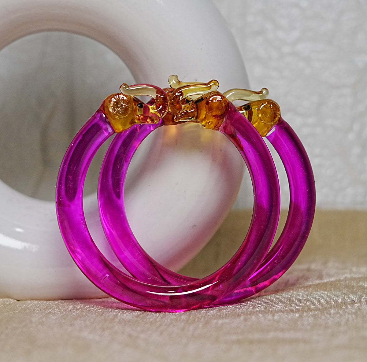 Multiple Color Elephant Design Glass Kada for Women & Girls (Pack of 2 Kada)