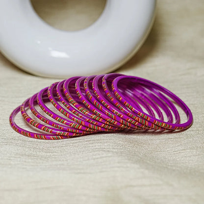 Women’s Printed Glass Bangles – Shiny & Smooth Finish (Pack of 12)