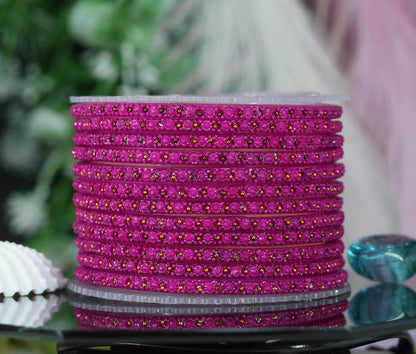 Glass Bangle with Golden Ball Studded for Women & Girls (Pack of 12 Bangles)