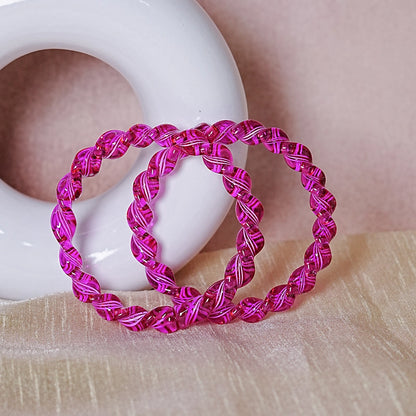 Glossy Finish Spiral Look Glass Kada Bangle for Women & Girls (Pack of 2)